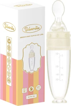 Bébé Witte Biberon Avec Cuillère Avec Bouchon - Cuillère Anti-Déversement - Biberon - Biberon Doseur - Cuillère D'alimentation - Cuillère Biberon - Cuillère Pour Bébé - Biberon - Silicone - Sans BPA