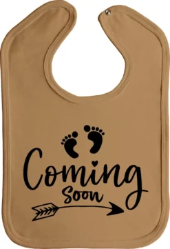 Bientôt Disponible - Bavoir - Bouton Pression - Moka - Imprimé Noir - Pcs De 1 - Bavoirs - Bavoir - Bébé - Annonce De Grossesse - Enceinte - Grossesse - Cadeau De Grossesse