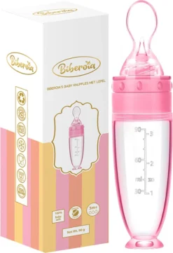 Biberoia® Coffret Cadeau - Bébé - Biberon Avec Cuillère - Anneau De Dentition Avec Hochet - Jouets - Biberon - Couverts Bébé - Rose -Bébé Soldes Boutique 820x1200 3