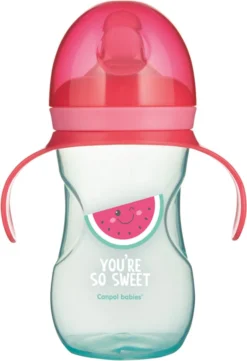 Gobelet D'entraînement SO COOL Pour Bébés Canpol Avec Bec En Silicone 270 Ml, 6 Mois Et + Pastèque
