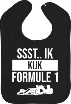 Goldengifts.nl - Bavoir - Ssst.. Je Regarde La Formule 1 - Bavoir - Bavoirs - Bébé - F1 - F1 - Red Bull Racing - Max Verstappen - Bouton Pression - Pièces 1 - Noir