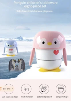 Assiettes Pour Enfants - Vaisselle Pour Enfants Pour Vaisselle Pour Enfants - Porcelaine De Vaisselle Pour Enfants Siliconen - Pingouin Portable - Blauw -Bébé Soldes Boutique 839x1200 1