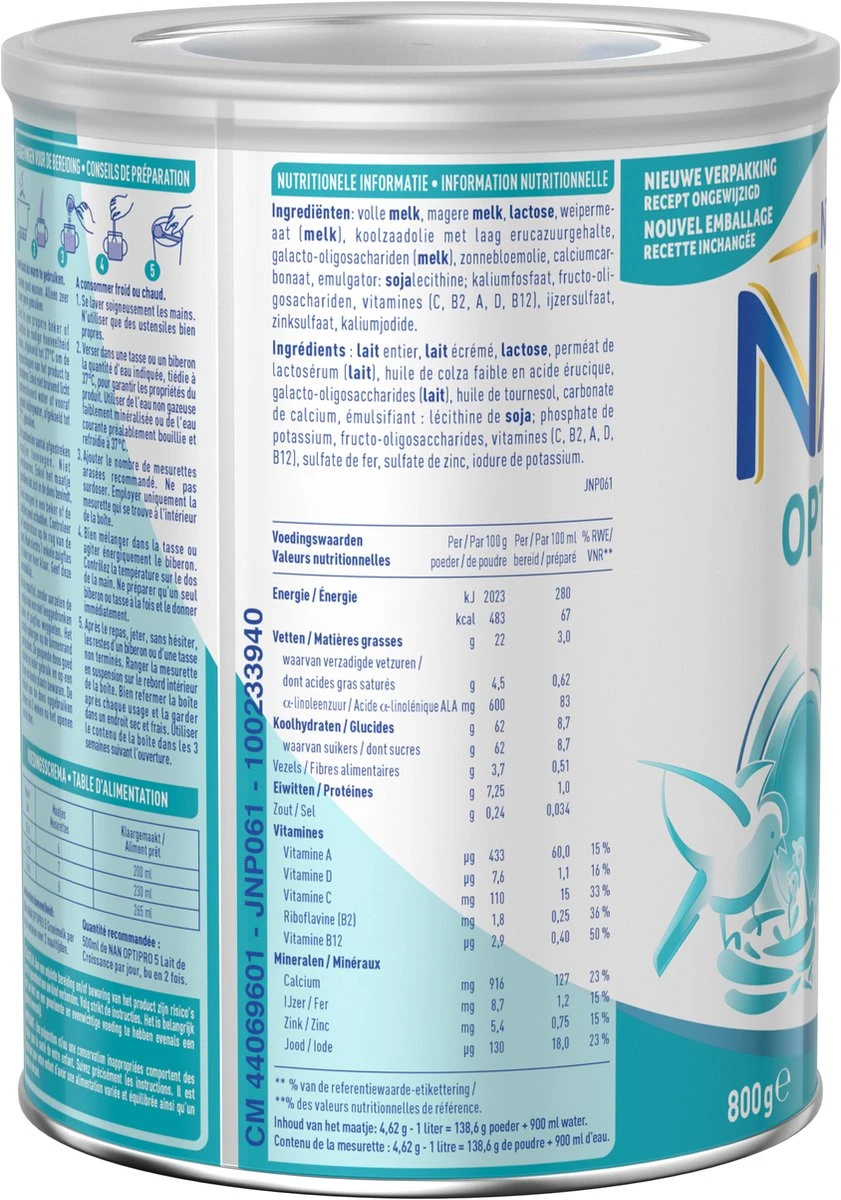 Nestlé® Nestlé - Nan Optipro 5 – Lait De Croissance Dés 3 Ans – Bébé Lait Maternisé - 1 X 800 Gr 4 Nestlé® Nestlé - Nan Optipro 5 – Lait De Croissance Dés 3 Ans – Bébé Lait Maternisé - 1 X 800 Gr – Image 4