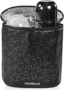Miniland | Housse Thermique Double ISO Pour Bouteilles Et Thermos | Porte-bouteille Isotherme | Collection Deluxe | Noir-argent Zwart