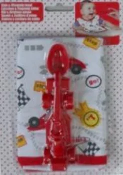 Voiture De Course Cuillère Rouge + Bavoir Pour Bébé Enfant En Bas âge