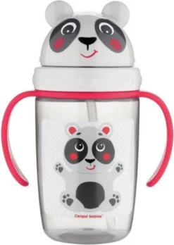 Canpol Babies HELLO LITTLE Gobelet Transparent Avec Tube En Silicone 400ml - Gris/rouge - 9 Mois+ 9+ Paniers