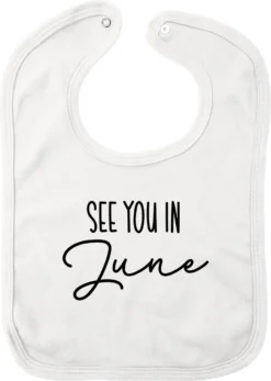 Bavoir Bébé - Rendez-vous En Juin - Wit - Annonce Grossesse - Naissance - Nouveau-né - Agrandissement Famille - Enceinte - Annonce Grossesse - Annonce Bébé - Bavoir