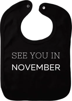 Bavoir De Novembre - Zwart - Cadeau De Maternité - Cadeau De Baby Shower - Noël - Révélation Du Genre - Saint-Nicolas - Enceinte - Naissance - Bavoir Avec Bouton Poussoir