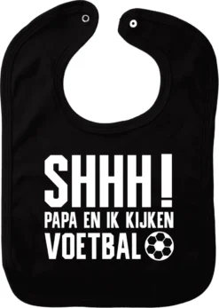 Bavoir - Chut ! Papa Et Moi Regardons Le Foot - Zwart - Cadeau Maternité - Baby Shower - Cadeau - Bavoir - Bébé - Vêtements De Bébé - Naissance - Enceinte