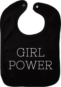 Bavoir Girl Power - Zwart - Cadeau De Maternité - Cadeau De Baby Shower - Noël - Gender Reveal - Sinterklaas - Enceinte - Naissance - Bavoir Avec Bouton Poussoir