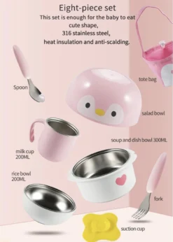 Assiettes Pour Enfants - Vaisselle Pour Enfants Pour Vaisselle Pour Enfants - Porcelaine De Vaisselle Pour Enfants Siliconen - Pingouin Portable - Blauw -Bébé Soldes Boutique 857x1200 3