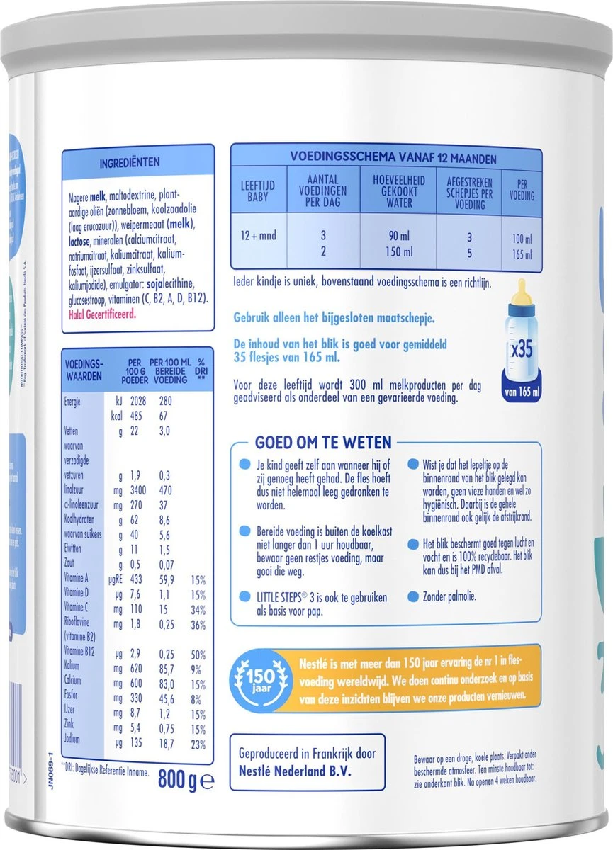 Little Steps Formule Standard 3 Biberons 10 Mois De Lait De Suite 2 Boîtes De 800 Grammes - Sans Huile De Palme 8 Little Steps Formule Standard 3 Biberons 10 Mois De Lait De Suite 2 Boîtes De 800 Grammes - Sans Huile De Palme – Image 8