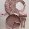 Custombear.nl- Service De Table Pour Enfants Unicorn - 100% Sans BPA - 5 Pièces - Vaisselle En Silicone - Cadeau De Maternité - Baby Shower