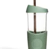 Gobelet à Smoothie Avec Paille En Métal, Gobelet En Verre Réutilisable Avec 2 Couvercles Avec Joint En Silicone Et 1 Manchon, Réutilisable, Recyclable Et étanche, 20 Oz
