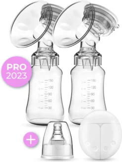 The Life Style Goods - Tire-lait électrique Portable Double - Y Compris Bouteille De Lait - 300 Ml - Tire-lait Manuel - Dispositifs De Pompage - Allaitement - 16 Positions - Sans BPA