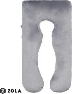 ZOLA Oreiller De Maternité XXL En U - Oreiller D'Allaitement - Oreiller De Couchage Latéral - Oreiller De Corps - Oreiller De Corps - Housse Minky Polaire Amovible - 140x80cm - Grijs -Bébé Soldes Boutique 919x1200 2
