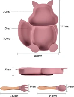 Assiette Bébé, Vaisselle Pour Bébé, Mini Set De Table En Silicone Pour Assiettes Bébé, Assiette Bébé Antidérapante Avec Ventouse, Assiette Enfant Avec Ventouse, Sans BPA (cendre D'écureuil) -Bébé Soldes Boutique 920x1200 1