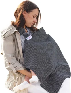 Tablier D'allaitement En Tissu D'allaitement Avec Poches - Écharpe Douce Et Respirante - Tissu D'allaitement Pour Les Déplacements, Noir