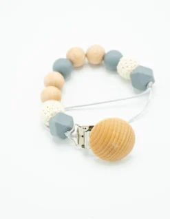 Attache Tétine Gris - Sucette - Cordon - Bébé - Garçon - Fille - Cadeau De Maternité - Fête Bébé - Baby Shower - Fête Genderreveal