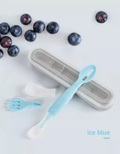 Fourchette & Cuillère Multifonctions - Couverts Bébé Et Enfant - Couverts D'entraînement - Bleu
