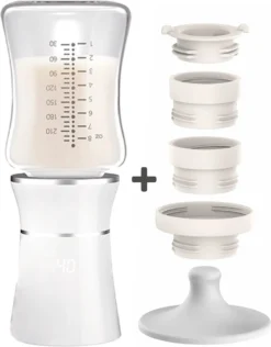 Chauffe-biberon D-essentials - Chauffe- Bébé Portable Pour Les Bébé En Route - Wit - 4 Adaptateurs - Convient Pour Dr. Brown's, AVENT, MADELA, NUK