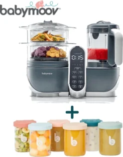 Bundle Babymoov Nutribaby(+) Grijs & Bols ISY - 6 Bocaux De Conservation En Verre - 250 Ml -Bébé Soldes Boutique 941x1200 1