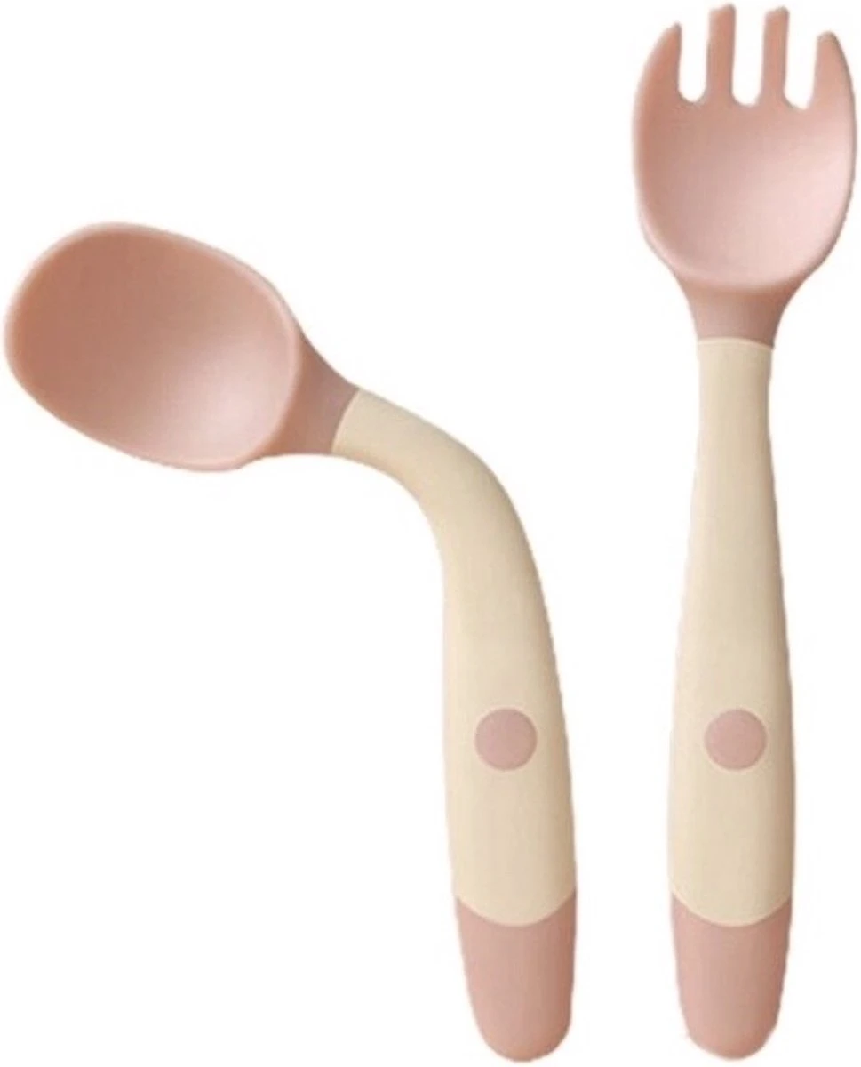 Couverts Bébé Et Bambin Siliconen - Couverts D'entraînement Flexibles - Fourchette Et Cuillère - Service Bébé - Offre Blauw, Rose Ou Combi 1 Couverts Bébé Et Bambin Siliconen - Couverts D'entraînement Flexibles - Fourchette Et Cuillère - Service Bébé - Offre Blauw, Rose Ou Combi