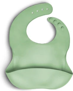 Telano® Vert Menthe Avec Plateau - Bavoir Siliconen Bébé Tout-Petit - Ajustable Et Imperméable - Cadeau De Maternité - Anniversaire
