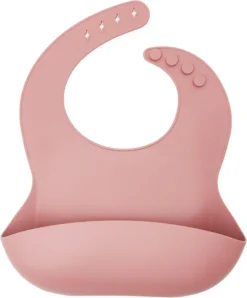 Bavoir En Silicone Rose - Bavoir - Bavoir Imperméable Pour Bébé - Bavoir Souple Avec Plateau De Recueil - Bavoirs Unisexes