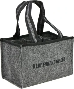 Sac à Main Pour Homme COM-FOUR® - Sac En Feutre Pour Boissons - Sac à Bouteilles En Feutre Pour 6 Bouteilles - 6 Porte-bouteilles Jusqu'à 0 L, Gris/noir, 24 X 15 X 15 Cm (01 Pièces - Sac à Main Homme)